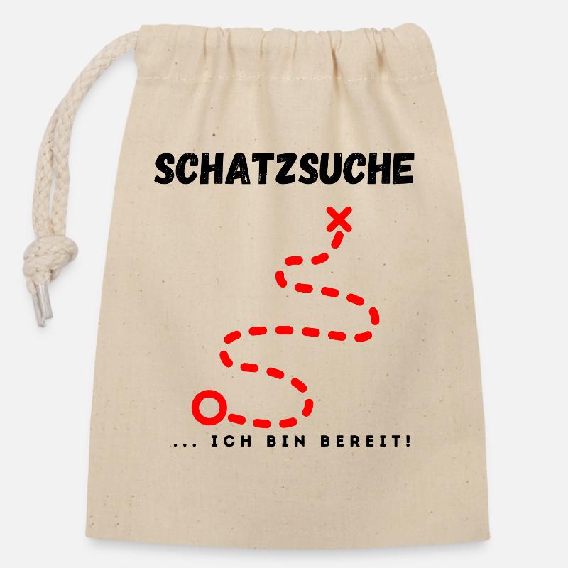 Schatzsuche_ich_bin_bereit - Verschließbarer Geschenkbeutel aus Baumwolle (14x20cm) - Natur