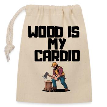 Wood Is My Cardio - Lumberjack Splitting Wood - Closable cotton gift bag (14x20cm) - nature - Front