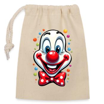 Karneval Clown Kostüm Fasching Fastnacht - Verschließbarer Geschenkbeutel aus Baumwolle (14x20cm) - Natur - Vorne