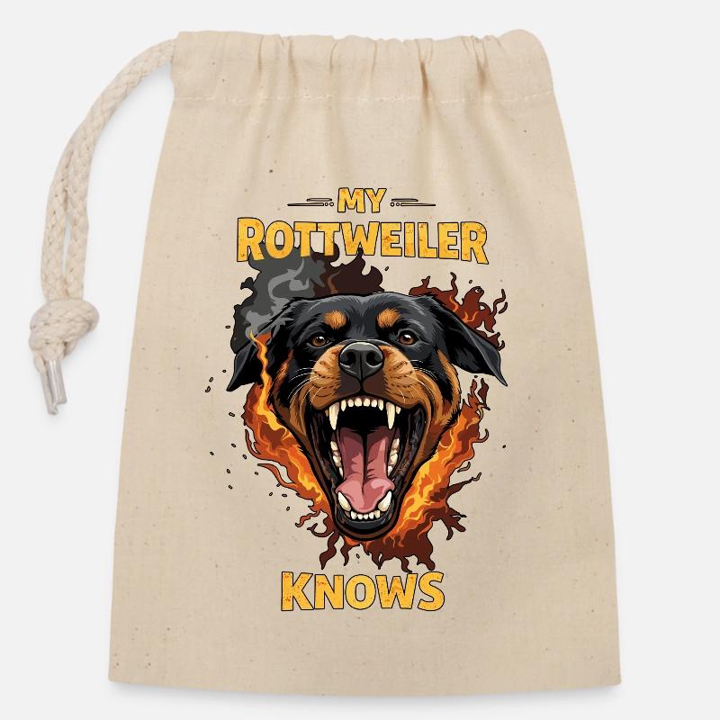 Si mon rottweiler n’aime pas l’épinette de Lustiger - Sac cadeau en coton avec cordon (14 x 20 cm) - nature