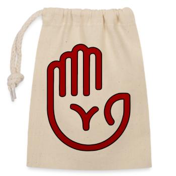 Empreinte de main Red Minimal - Sac cadeau en coton avec cordon (14 x 20 cm) - nature - Devant