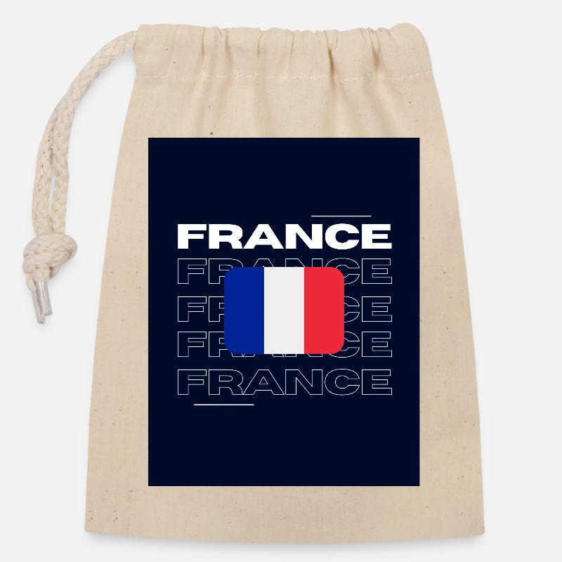 Frankreich - Verschließbarer Geschenkbeutel aus Baumwolle (14x20cm) - Natur
