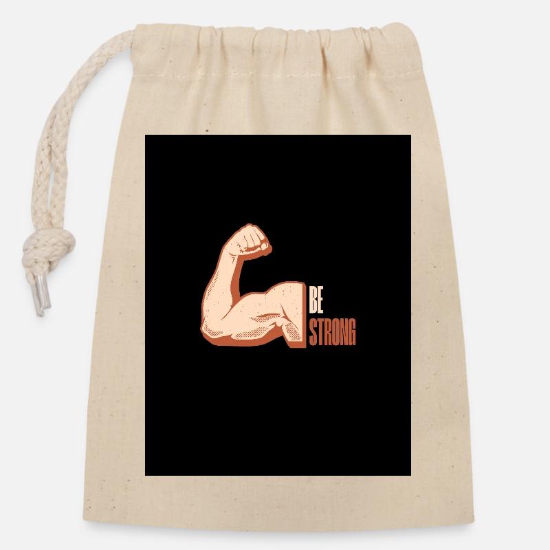 Be Strong - Sac cadeau en coton avec cordon (14 x 20 cm) - nature