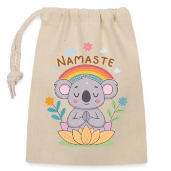 Koala Namaste Zen Regenbogen - Verschließbarer Geschenkbeutel aus Baumwolle (14x20cm) - Natur - Vorne