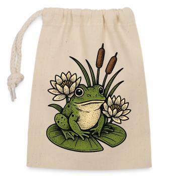 Frog at the water lily pond - Closable cotton gift bag (14x20cm) - nature - Front