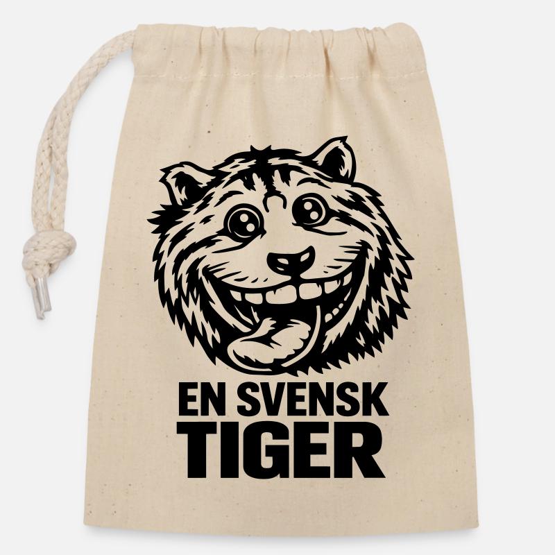 A Swedish tiger - Closable cotton gift bag (14x20cm) - nature