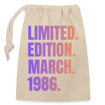 Mars 1986 Année 1986 Retro 1986 Édition limitée - Sac cadeau en coton avec cordon (14 x 20 cm) - nature - Devant
