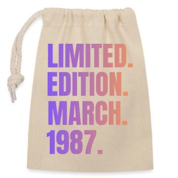 Mars 1987 Année 1987 Retro 1987 Édition limitée - Sac cadeau en coton avec cordon (14 x 20 cm) - nature - Devant