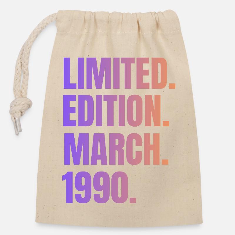Limited Edition March 1990 - Closable cotton gift bag (14x20cm) - nature