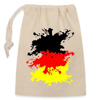 Deutschland Splash - Verschließbarer Geschenkbeutel aus Baumwolle (14x20cm) - Natur - Vorne