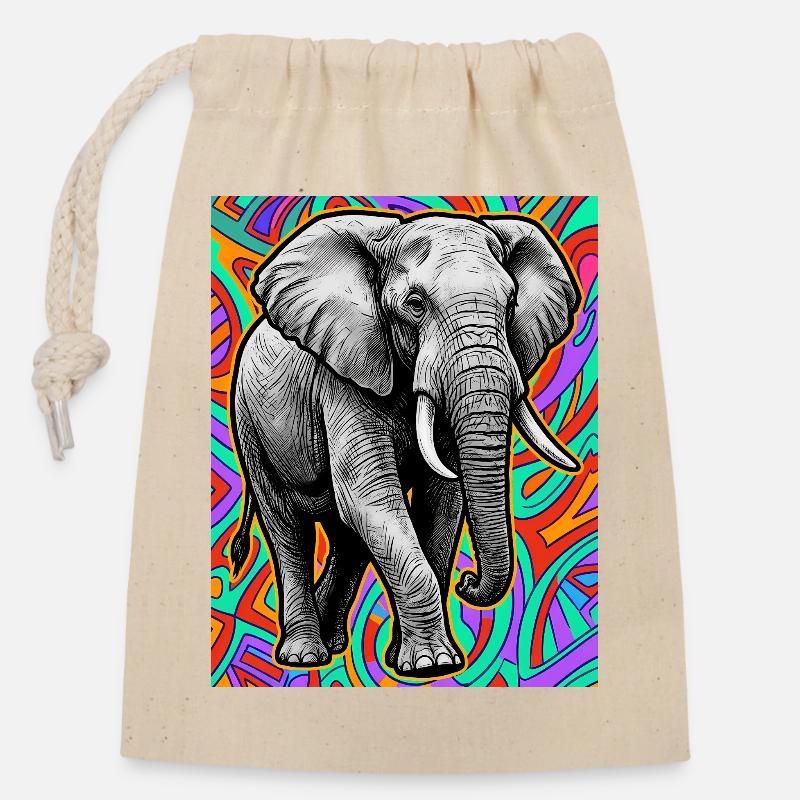 elephant - Closable cotton gift bag (14x20cm) - nature