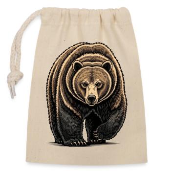 Bear Watcher Linienillustration - Verschließbarer Geschenkbeutel aus Baumwolle (14x20cm) - Natur - Vorne