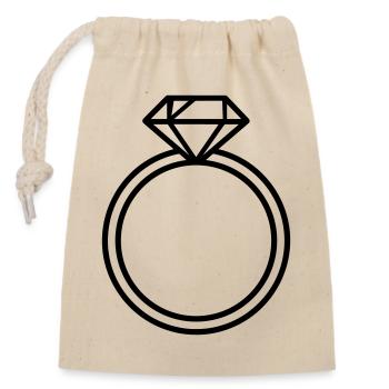 wedding ring, - Closable cotton gift bag (14x20cm) - nature - Front