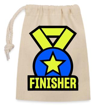 Stolzer Finisher Medaille Stern - Verschließbarer Geschenkbeutel aus Baumwolle (14x20cm) - Natur - Vorne