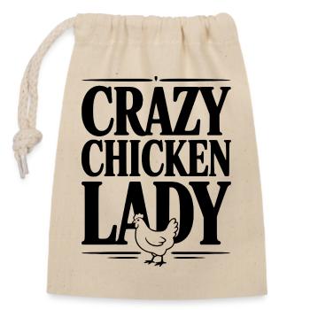 La folle du poulet - Sac cadeau en coton avec cordon (14 x 20 cm) - nature - Devant