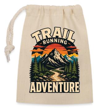 Trailrunning-Abenteuer - Verschließbarer Geschenkbeutel aus Baumwolle (14x20cm) - Natur - Vorne