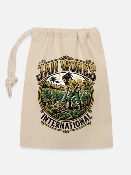 Jah Works International - Verschließbarer Geschenkbeutel aus Baumwolle (14x20cm) - Natur