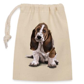 Basset-Hound - Closable cotton gift bag (14x20cm) - nature - Front