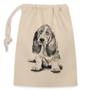 Basset-Hound - Closable cotton gift bag (14x20cm) - nature - Front