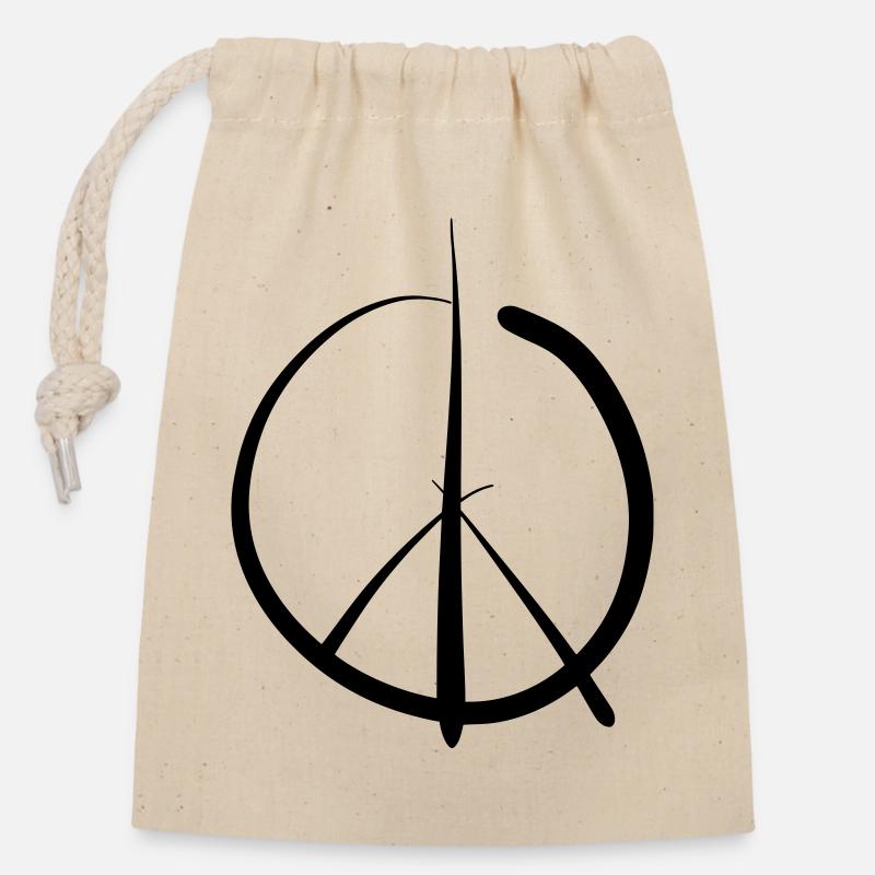 Peace - Sac cadeau en coton avec cordon (14 x 20 cm) - nature