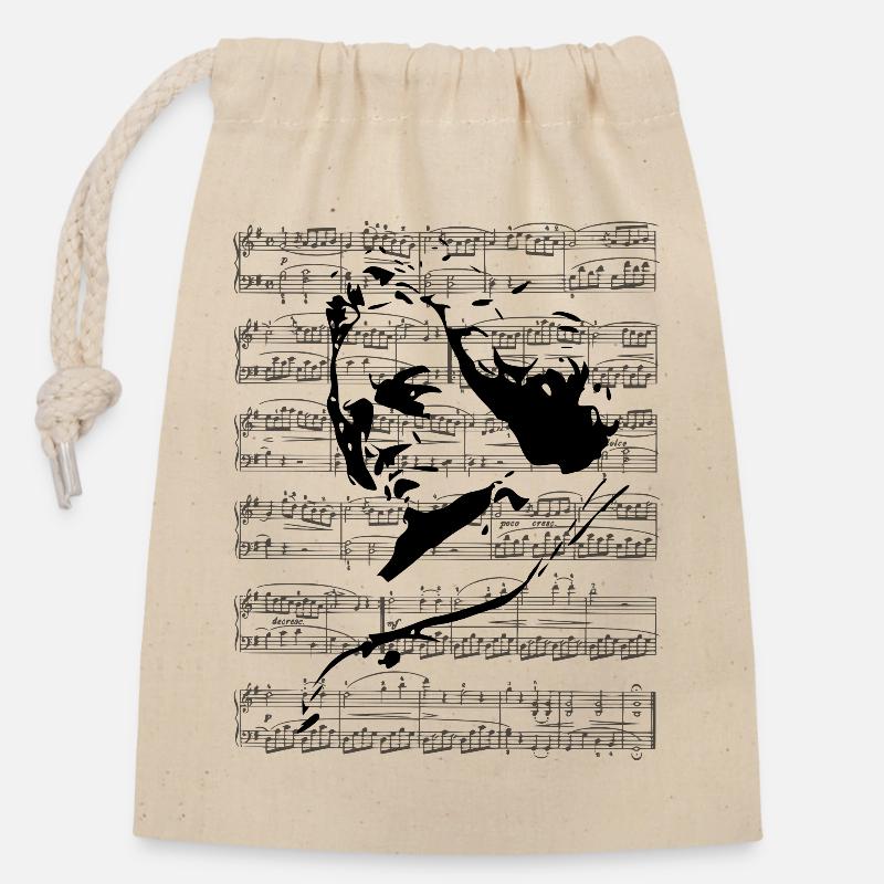 Beethoven - Sac cadeau en coton avec cordon (14 x 20 cm) - nature
