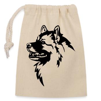 Tête de Wolfsspitz - Sac cadeau en coton avec cordon (14 x 20 cm) - nature - Devant