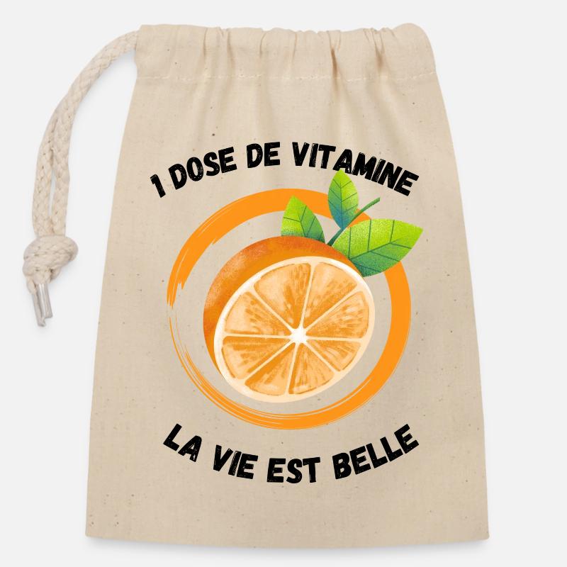 une dose de vitamine pour l' hiver - Sac cadeau en coton avec cordon (14 x 20 cm) - nature