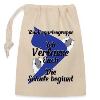 Kindergartengruppe ich verlasse Euch - Verschließbarer Geschenkbeutel aus Baumwolle (14x20cm) - Natur - Vorne