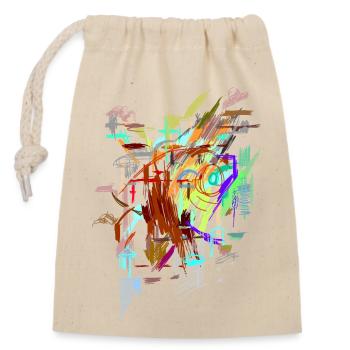 Abstract - Closable cotton gift bag (14x20cm) - nature - Front