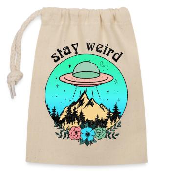 Restez bizarre OVNI - Sac cadeau en coton avec cordon (14 x 20 cm) - nature - Devant