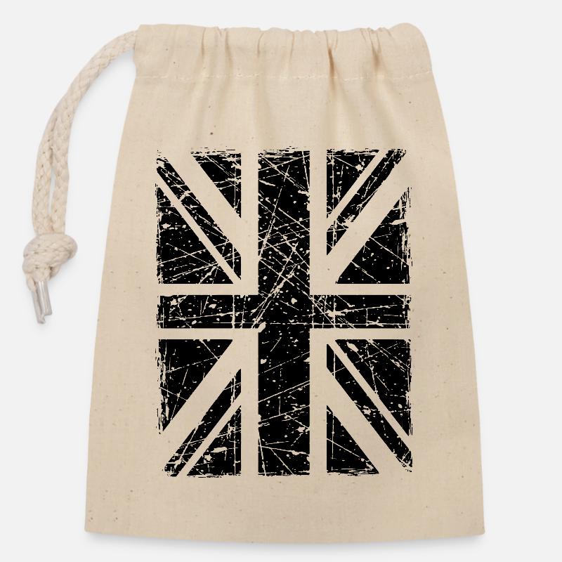 Union Jack - Closable cotton gift bag (14x20cm) - nature