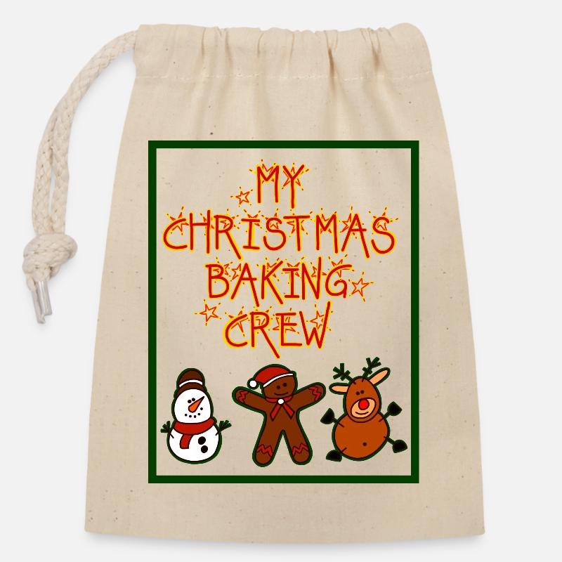 My christmax baking crew - Verschließbarer Geschenkbeutel aus Baumwolle (14x20cm) - Natur