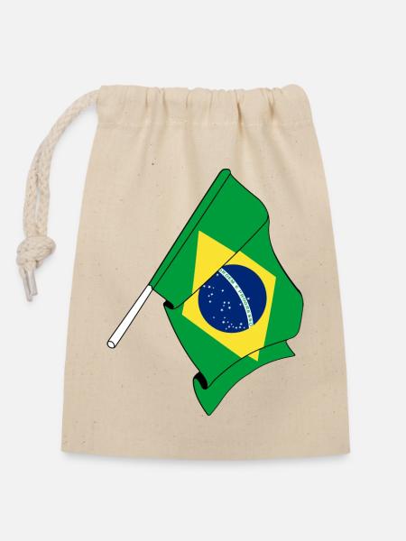Flagge von Brasilien - Verschließbarer Geschenkbeutel aus Baumwolle (14x20cm) - Natur