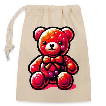 Bear - Closable cotton gift bag (14x20cm) - nature - Front