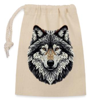 Wolf in mosaic style - Closable cotton gift bag (14x20cm) - nature - Front