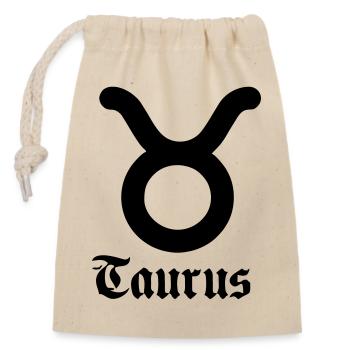 Taurus bull - Closable cotton gift bag (14x20cm) - nature - Front