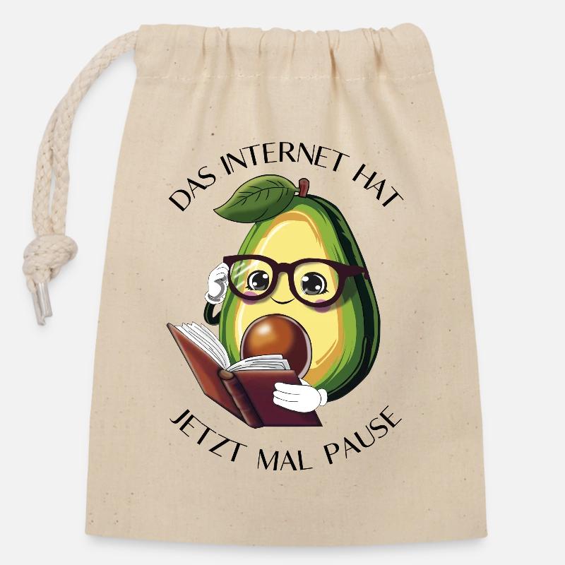 Das Internet hat jetzt mal Pause – Avocado Bücher - Verschließbarer Geschenkbeutel aus Baumwolle (14x20cm) - Natur