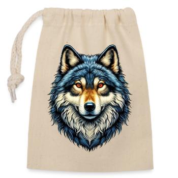 Loup - Sac cadeau en coton avec cordon (14 x 20 cm) - nature - Devant