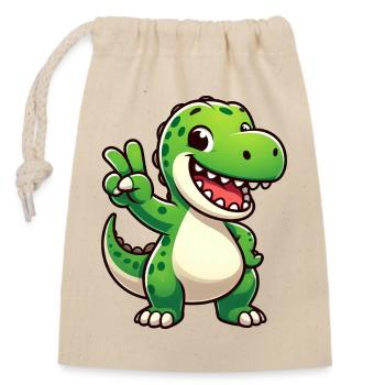Cute Dino T-Rex Cartoon Peace Laughing Joy - Closable cotton gift bag (14x20cm) - nature - Front