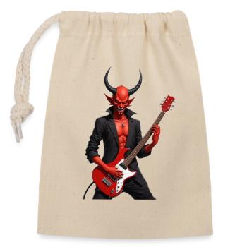 Diable avec guitare électrique rouge - Sac cadeau en coton avec cordon (14 x 20 cm) - nature - Devant