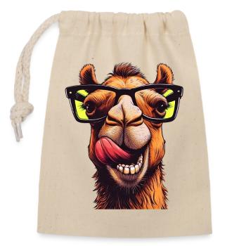 Camel avec lunettes de soleil - Sac cadeau en coton avec cordon (14 x 20 cm) - nature - Devant