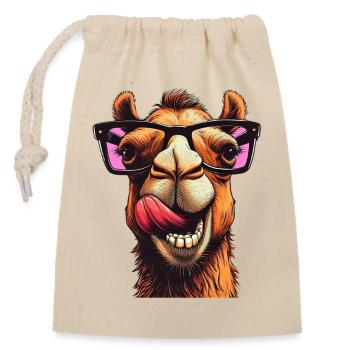 Chameau - Sac cadeau en coton avec cordon (14 x 20 cm) - nature - Devant