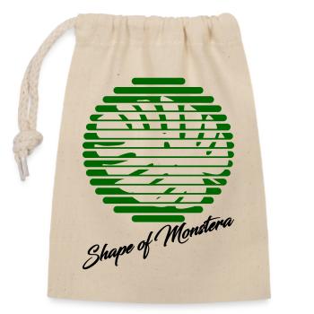 Monstera - Sac cadeau en coton avec cordon (14 x 20 cm) - nature - Devant