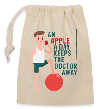 An apple away keeps the doctor away - Verschließbarer Geschenkbeutel aus Baumwolle (14x20cm) - Natur - Vorne