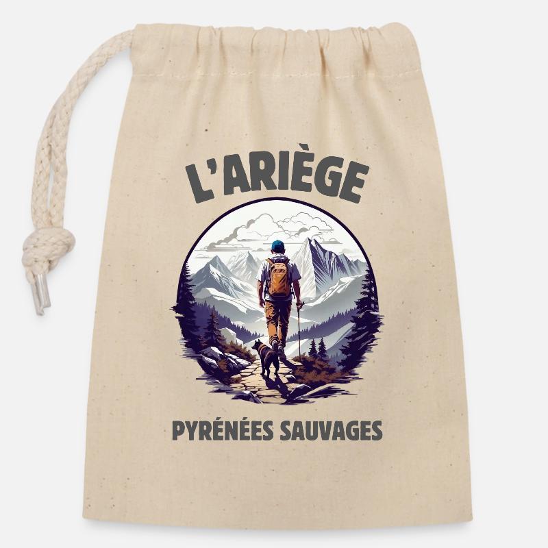 l'Ariège Pyrénées sauvages - Sac cadeau en coton avec cordon (14 x 20 cm) - nature