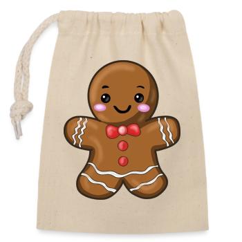 Gingerbread Figurine - Closable cotton gift bag (14x20cm) - nature - Front