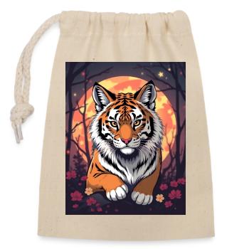 Majestätischen Tiger im Anime-Style - Verschließbarer Geschenkbeutel aus Baumwolle (14x20cm) - Natur - Vorne
