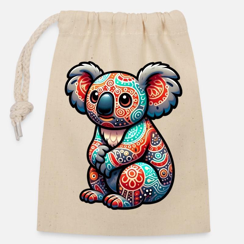 Koala - Sac cadeau en coton avec cordon (14 x 20 cm) - nature