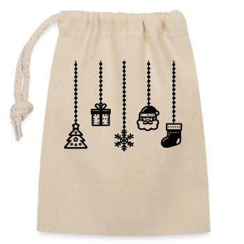 Hanging décor Christmas decoration - Closable cotton gift bag (14x20cm) - nature - Front