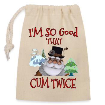 Santa Jingle Twice - Closable cotton gift bag (14x20cm) - nature - Front